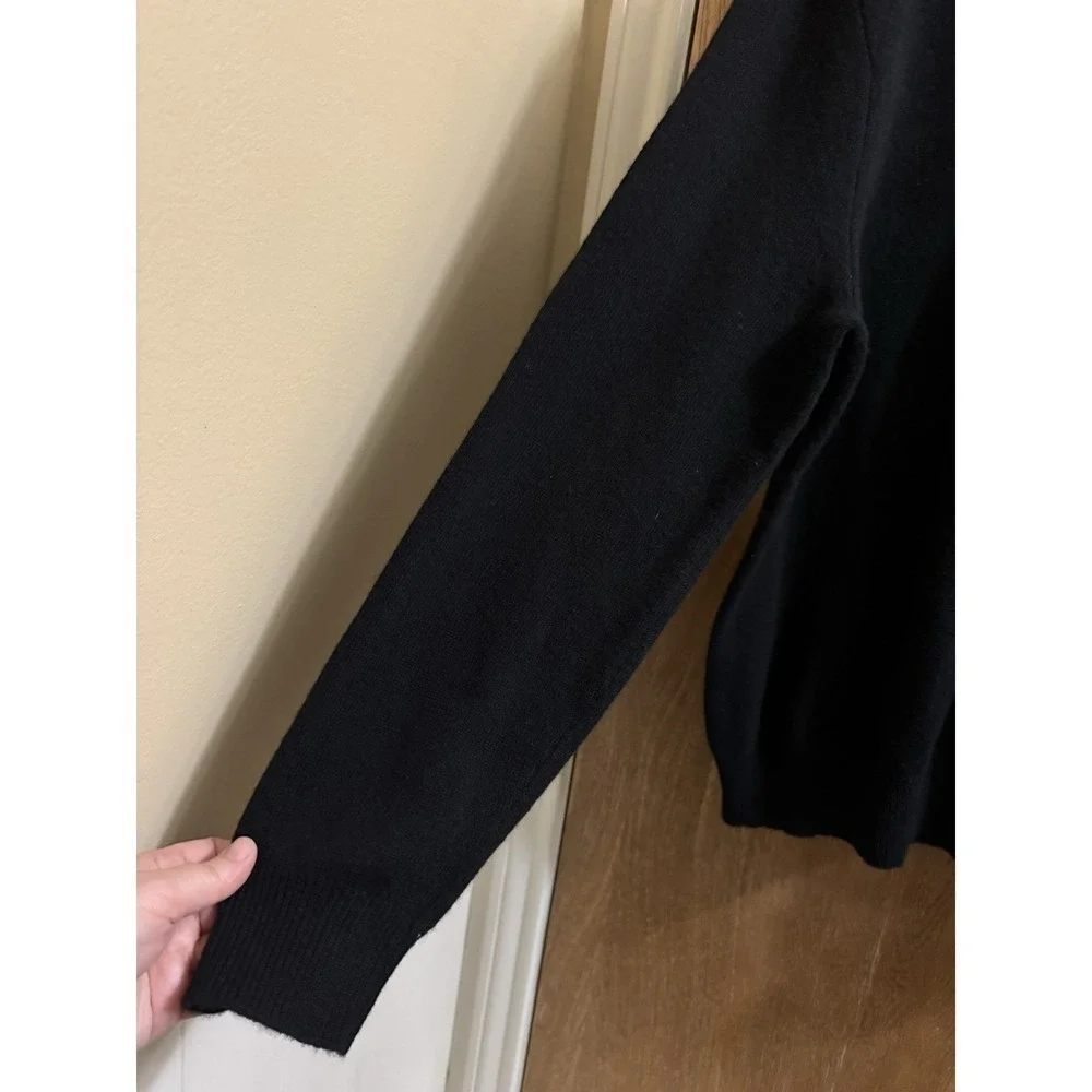 Polo Ralph Lauren 100% Lambs Wool Sweater Size XL Black Purple Logo Retro Vtg